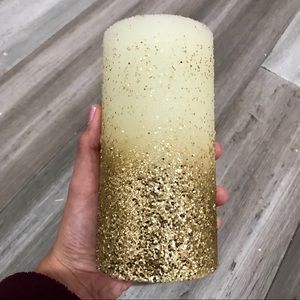 Ombree Gold Glitter Candle